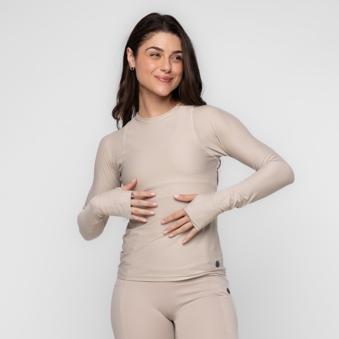 Blusa Fitness Samanta Manga Longa com Dedinho