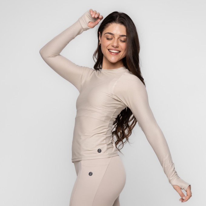 Blusa Fitness Samanta Manga Longa com Dedinho