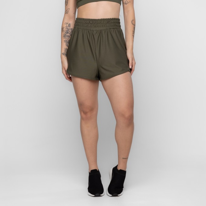 Short Fitness Samanta Sobreposição e Bolsos de Corrida Keep Move