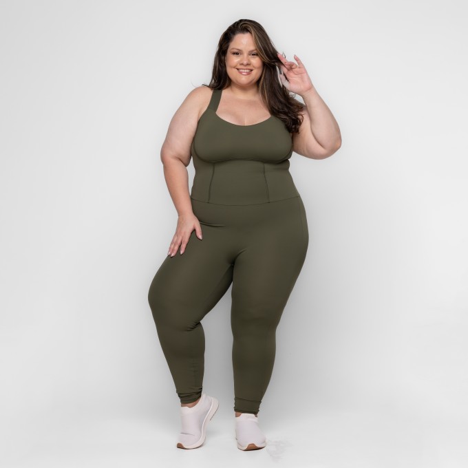 Macacão Fitness Plus Size Larah Nadador Keep Move