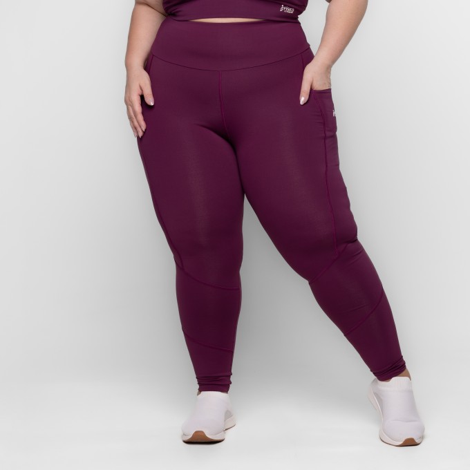 Calça Fitness Plus Size Cintura Alta com Bolsos Laterais Alexia