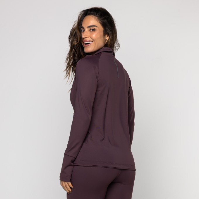 Casaco Fitness Gola Alta com Zíper e Bolsos Letícia