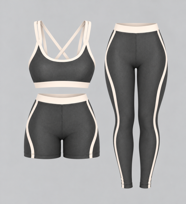 Kit Trio Fitness Top + Short + Calça Sophia Wonder