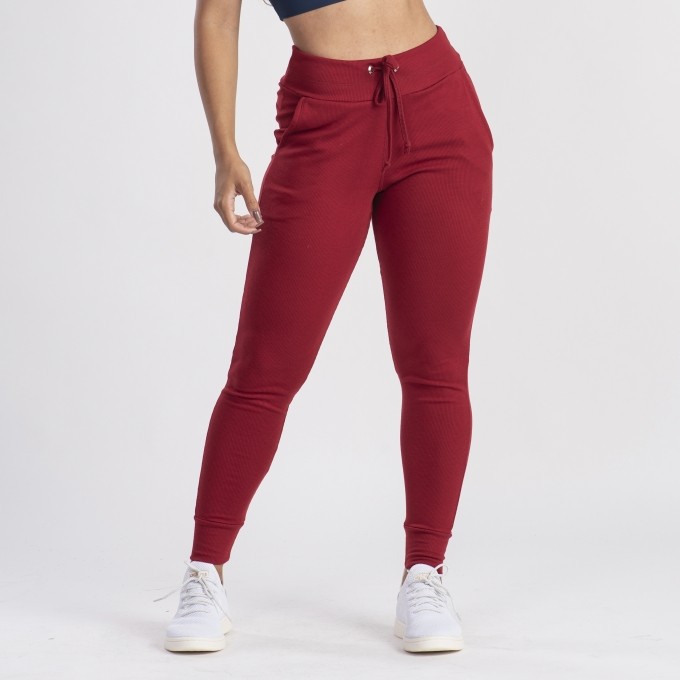 Calça Jogger Feminina  Cintura Alta  Ribana Canelada