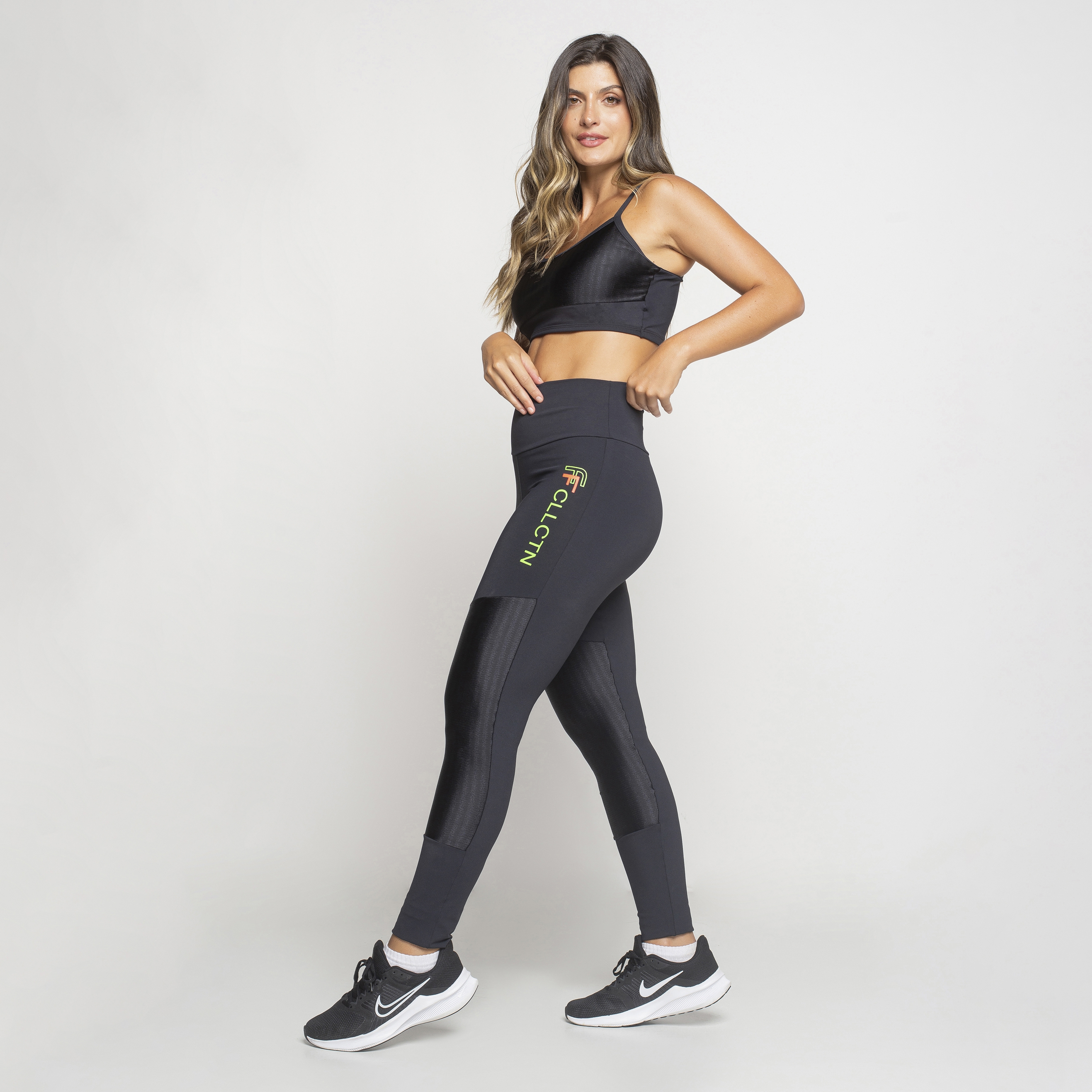 Calça Legging Com Recortes e Cadarço Aurora - Físico Fitness