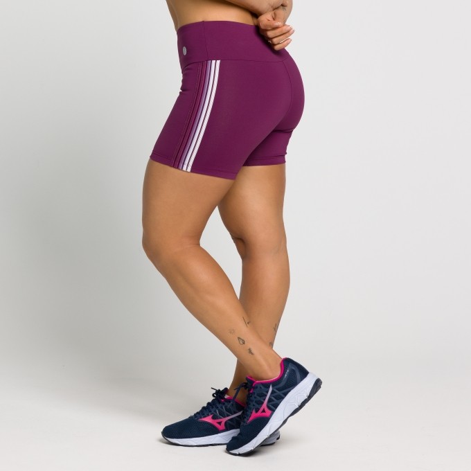 Short Fitness Sarah com Faixa Lateral em Elástico Degradê